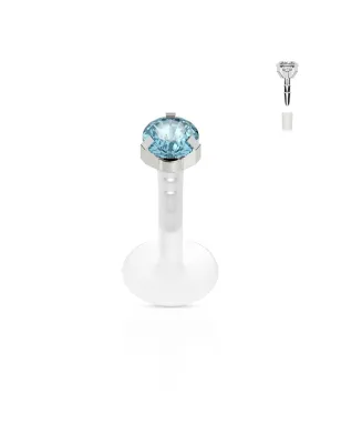 Piercing labret PTFE Téflon strass rond