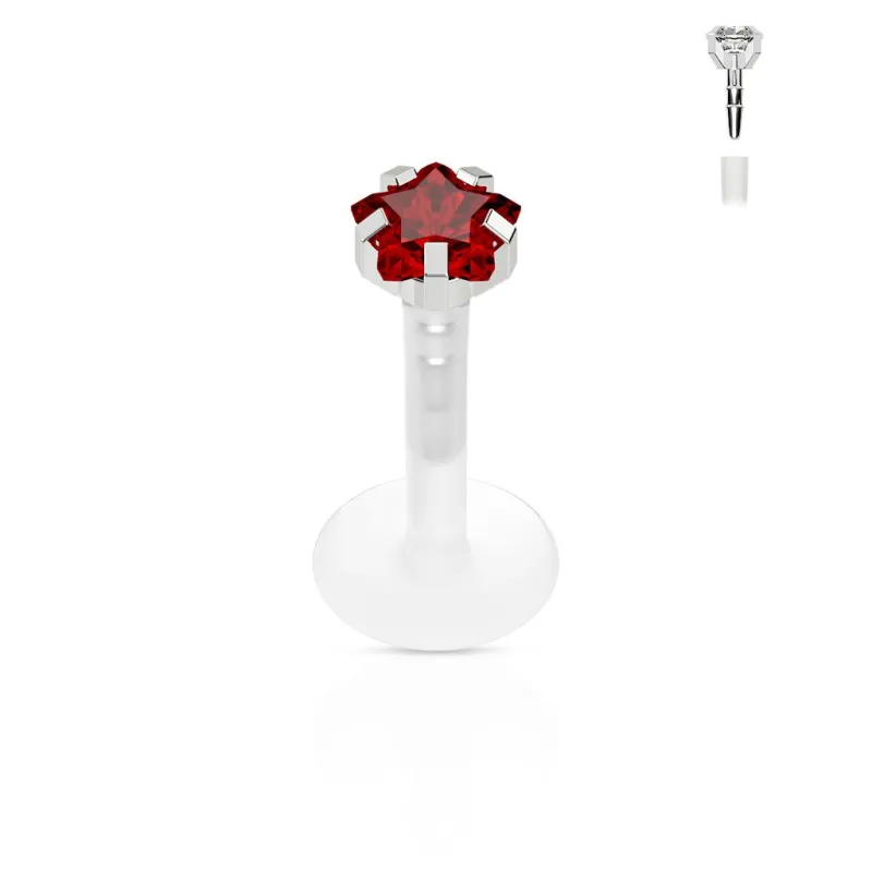 Piercing labret PTFE Téflon strass étoile