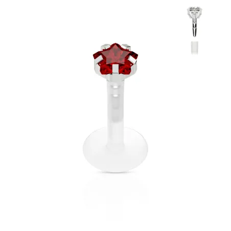 Piercing labret PTFE Téflon strass étoile