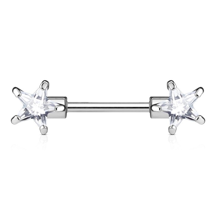 Piercing Téton Barbell Gemmes Etoiles 