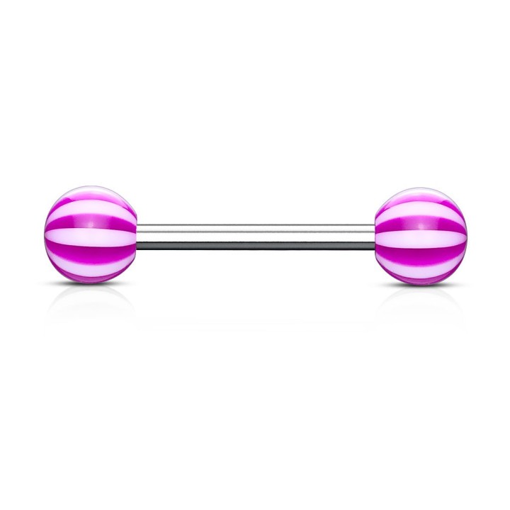 Piercing langue Acier Boules Acrylique Candy