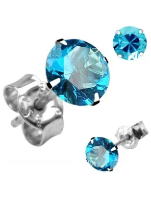 Paire Boucles d'oreille Clous Pierre Ronde Turquoise en Argent 