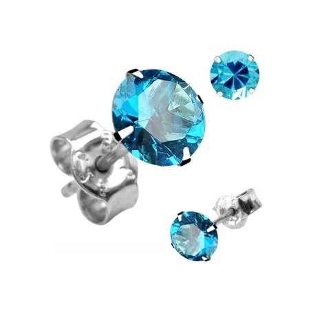 Paire Boucles d'oreille Clous Pierre Ronde Turquoise en Argent 