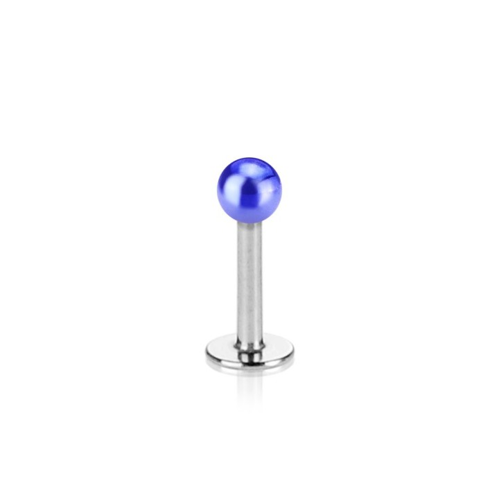 Piercing lèvre boule métallisée