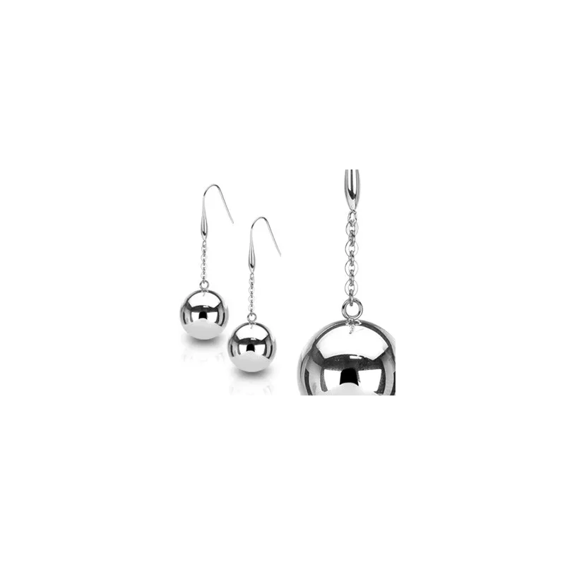 Paire Boucles d'oreille Pendantes Larges Boules