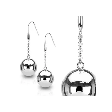 Paire Boucles d'oreille Pendantes Larges Boules