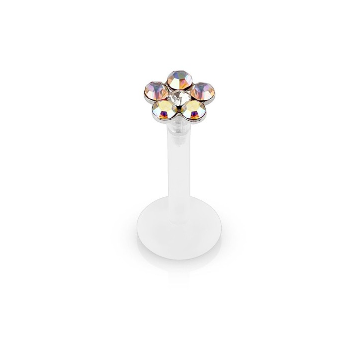 Piercing Labret Monroe Bioflex Fleur Gemme 
