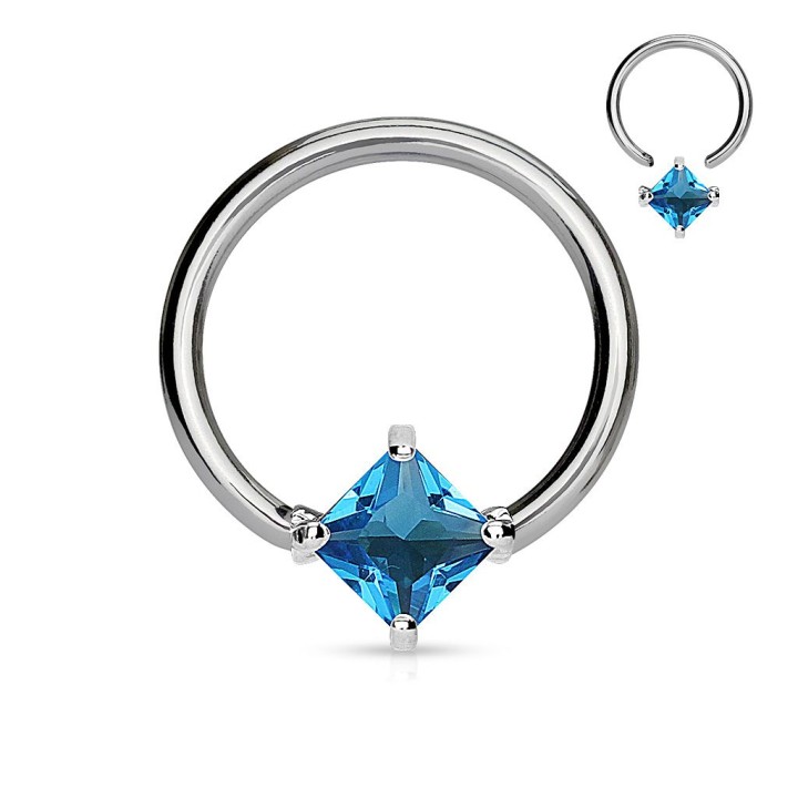 Piercing anneau Captif Pierre Solitaire Carrée