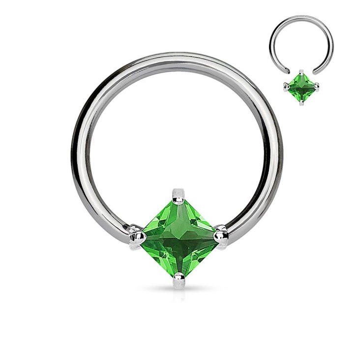 Piercing anneau Captif Pierre Solitaire Carrée
