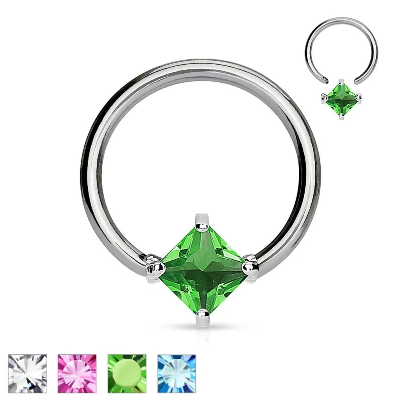 Piercing anneau Captif Strass Carré Piercing anneau Captif Strass Carré