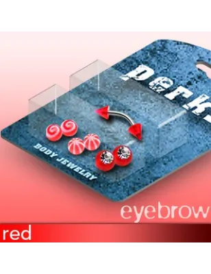 Pack Piercing Arcade Acier et Acrylique Rouge - Bijou Piercing pour Arcade