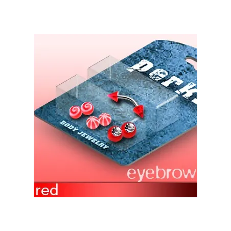 Pack Piercing Arcade Acier et Acrylique Rouge - Bijou Piercing pour Arcade