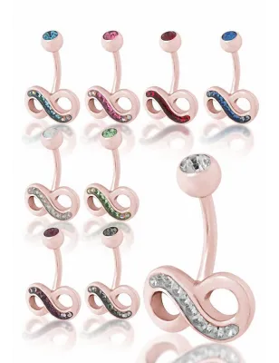 Piercing nombril Crystal Evolution Swarovski Or Rose Infini