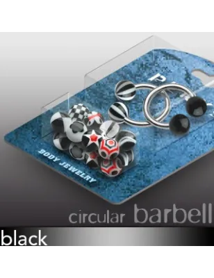 Pack 2 Piercing fer à cheval Boules Noir