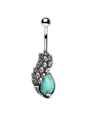 Piercing nombril phoenix turquoise