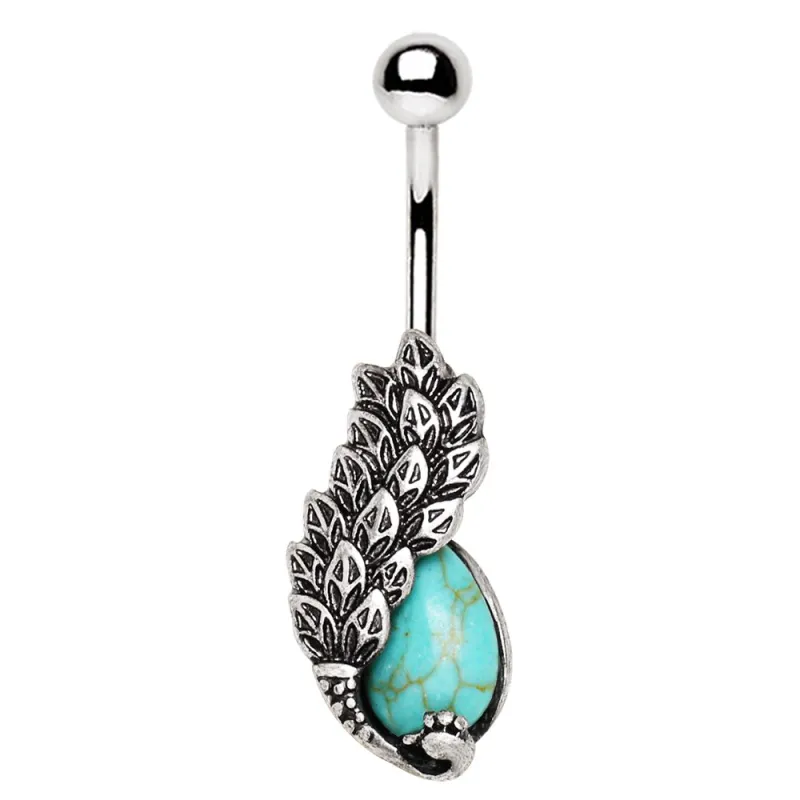 Piercing nombril phoenix turquoise