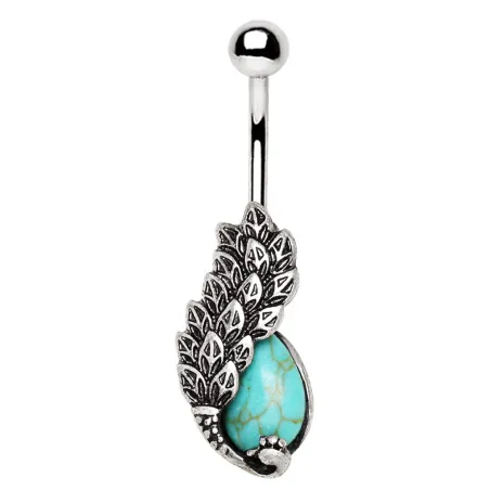 Piercing nombril phoenix turquoise