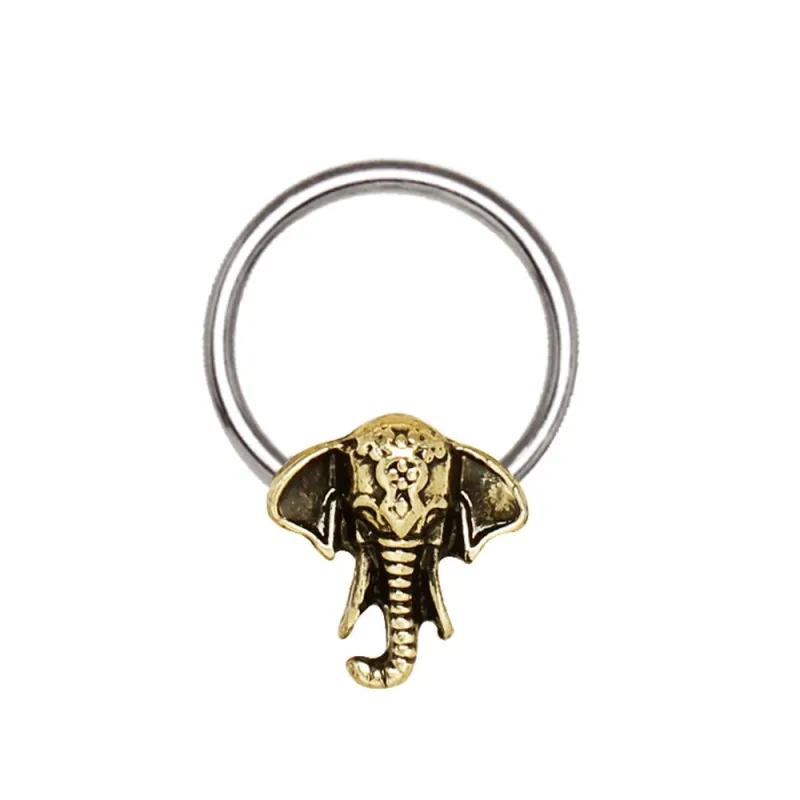 Piercing anneau captif éléphant bronze