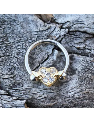 Piercing anneau captif coeur doré