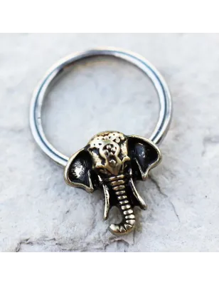 Piercing anneau captif éléphant bronze