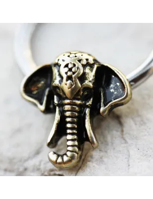 Piercing anneau captif éléphant bronze