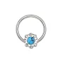 Piercing anneau captif fleur turquoise