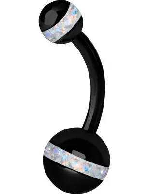Piercing nombril Swarovski orbite noire