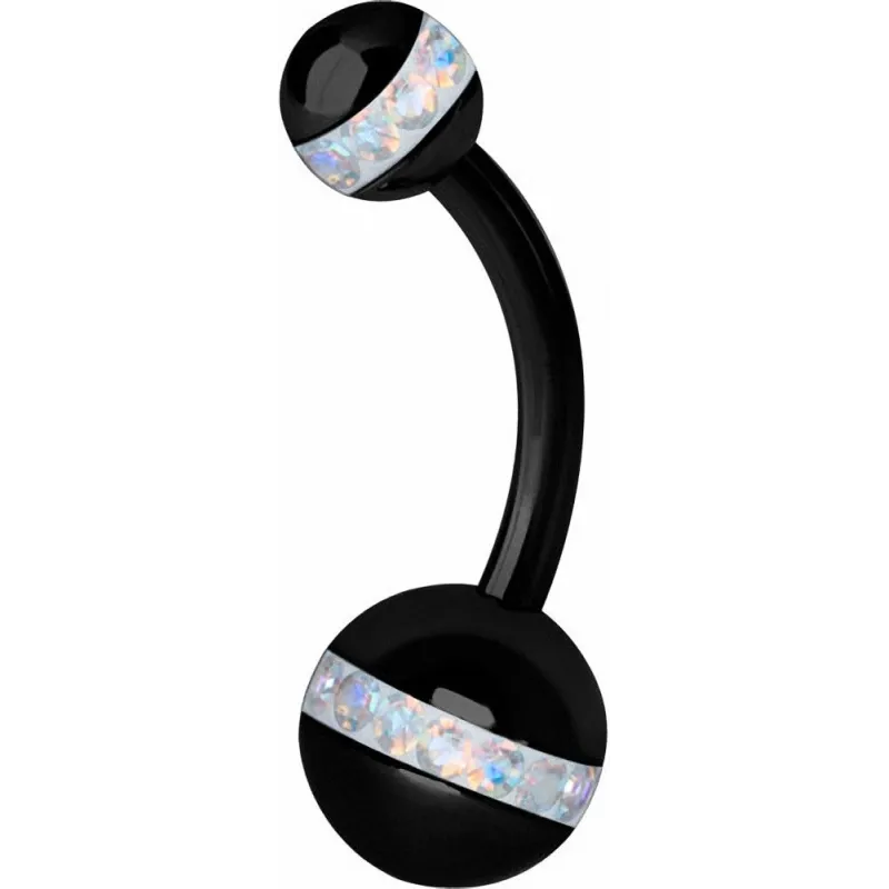 Piercing nombril Swarovski orbite noire
