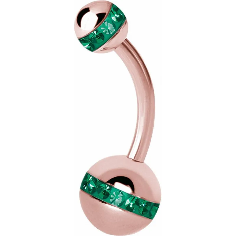 Piercing nombril Swarovski orbite Or rose