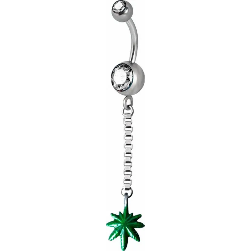 Piercing nombril Swarovski feuille de Cannabis Piercing nombril Swarovski feuille de Cannabis