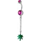 Piercing nombril Swarovski feuille de Cannabis fuchsia Piercing nombril Swarovski feuille de Cannabis fuchsia