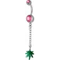 Piercing nombril Swarovski feuille de Cannabis rose Piercing nombril Swarovski feuille de Cannabis rose