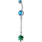 Piercing nombril Swarovski feuille de Cannabis bleu clair Piercing nombril Swarovski feuille de Cannabis bleu clair