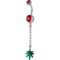 Piercing nombril Swarovski feuille de Cannabis rouge