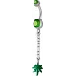 Piercing nombril Swarovski feuille de Cannabis vert