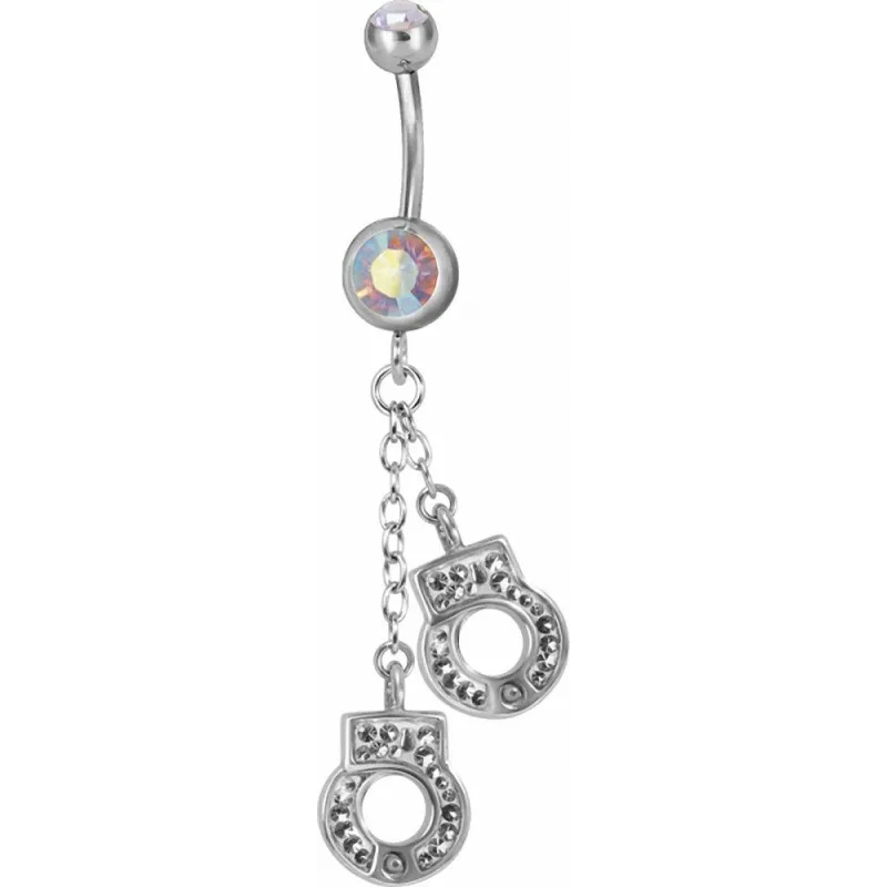 Piercing nombril Swarovski menottes aurore boréale