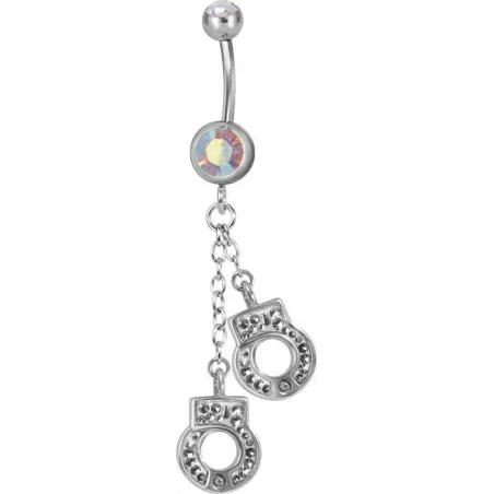 Piercing nombril Swarovski menottes aurore boréale