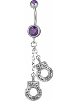 Piercing nombril Swarovski menottes violet