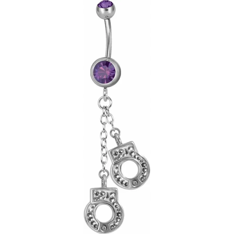 Piercing nombril Swarovski menottes violet