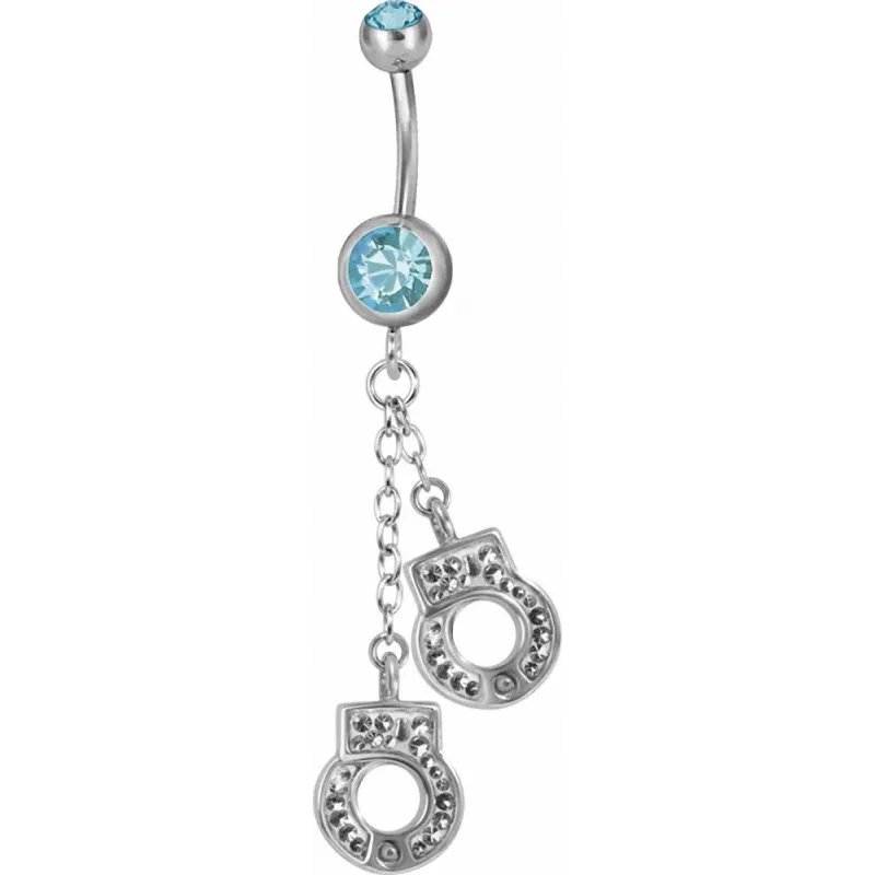 Piercing nombril Swarovski menottes turquoise