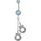 Piercing nombril Swarovski menottes turquoise
