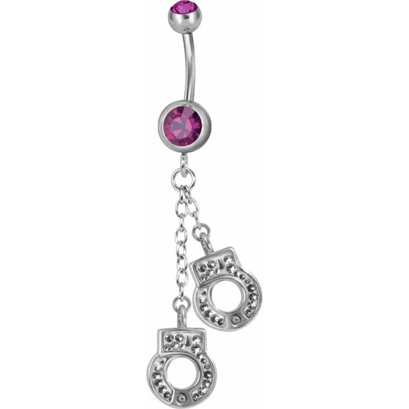 Piercing nombril Swarovski menottes fuchsia