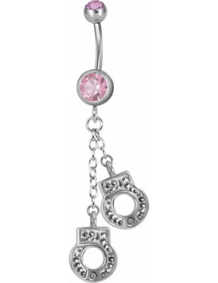 Piercing nombril Swarovski menottes rose