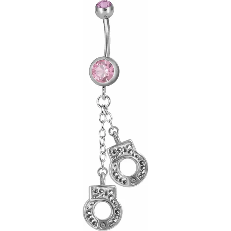 Piercing nombril Swarovski menottes rose
