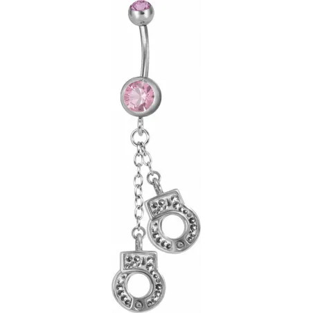 Piercing nombril Swarovski menottes rose