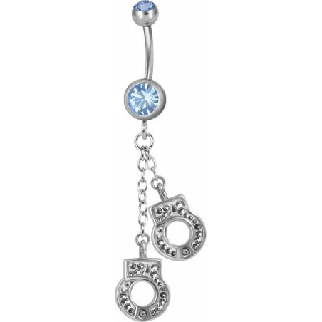 Piercing nombril Swarovski menottes bleu clair