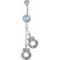 Piercing nombril Swarovski menottes bleu clair