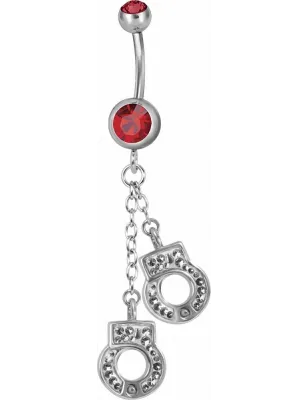 Piercing nombril Swarovski menottes rouge