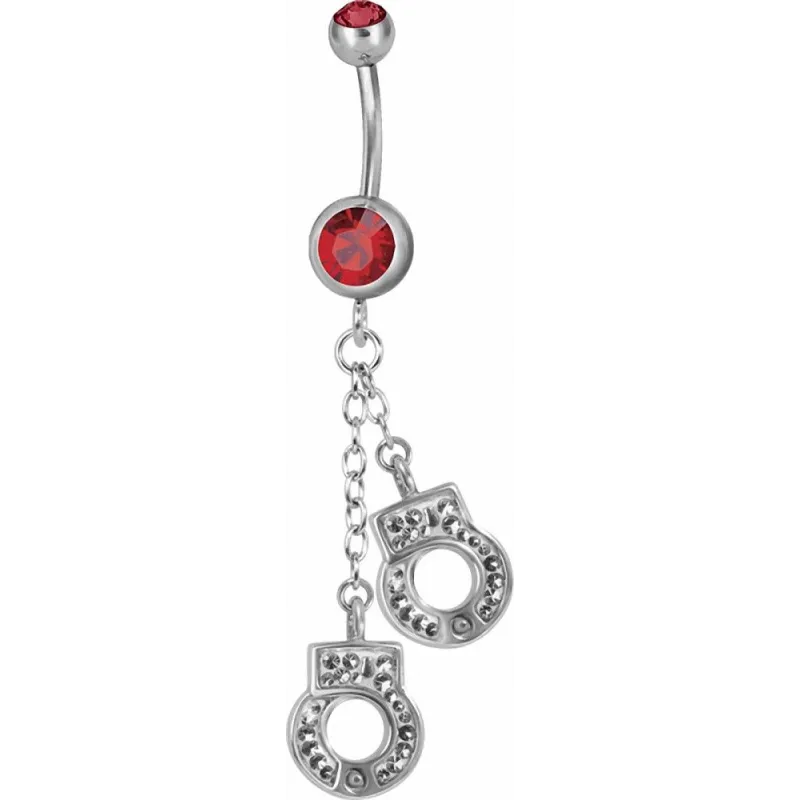 Piercing nombril Swarovski menottes rouge