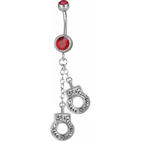 Piercing nombril Swarovski menottes rouge